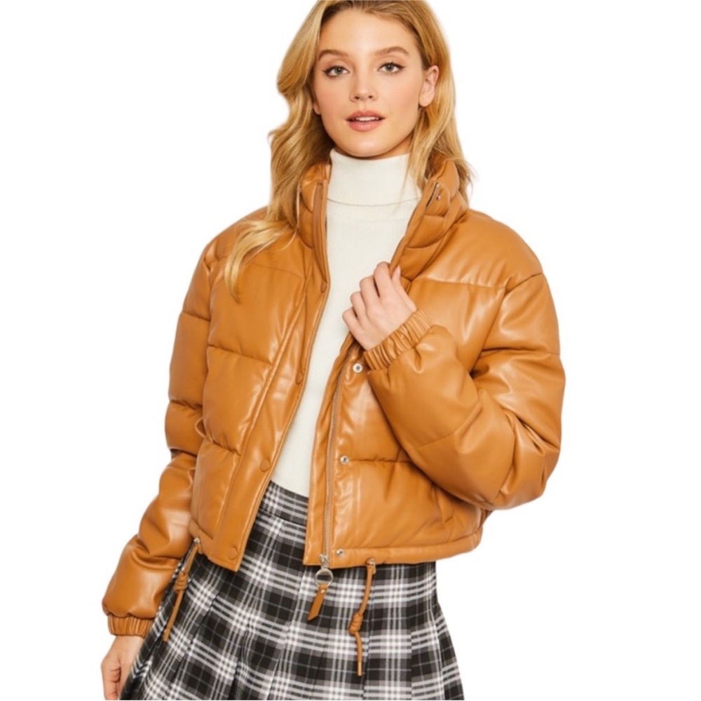 Love Tree Vegan Leather Puffer Jacket